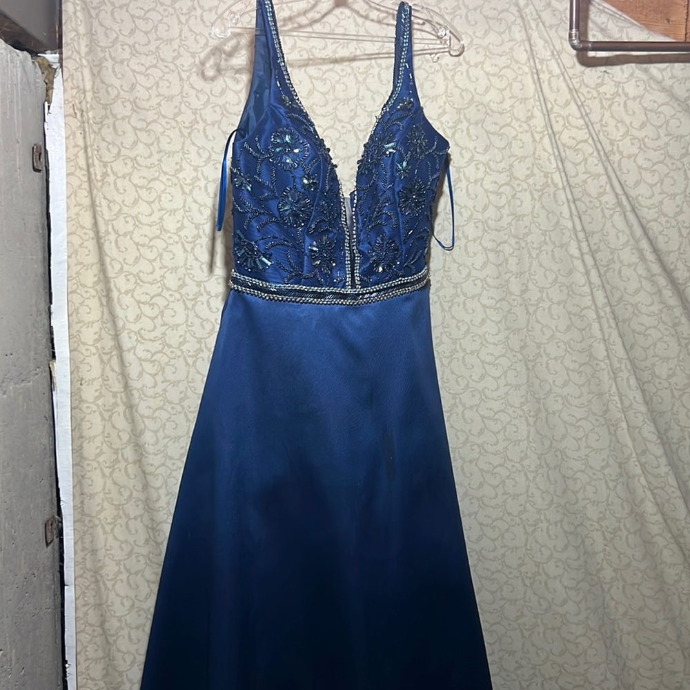 Navy Blue A-Line Prom Dress!